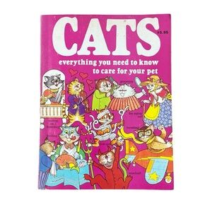 Vintage Cat Book Illustrated Coloring Pet Care History Fun Facts Informational